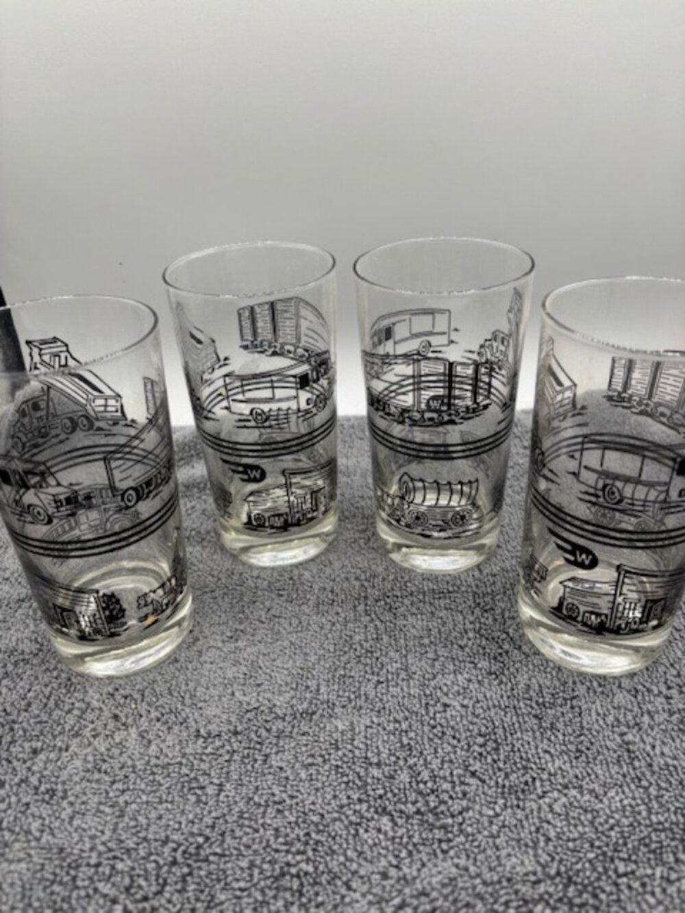 Set Of 4 Flying W. Logo Moving,Storage, & Trucking 12oz Drinking Glasses